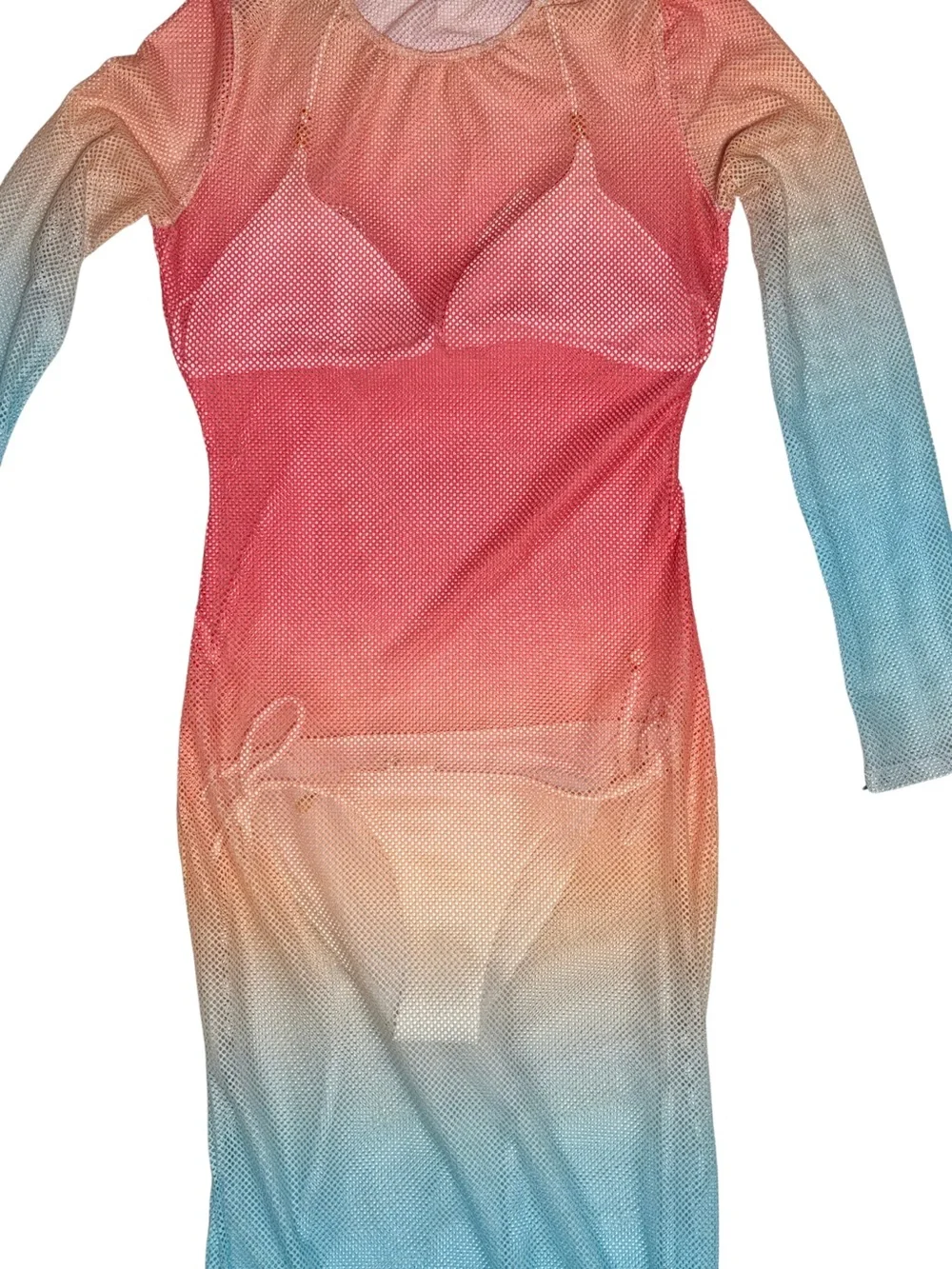 ICON SWIM Zaila Ombre Rainbow Mesh Dress - Picture 7 of 13